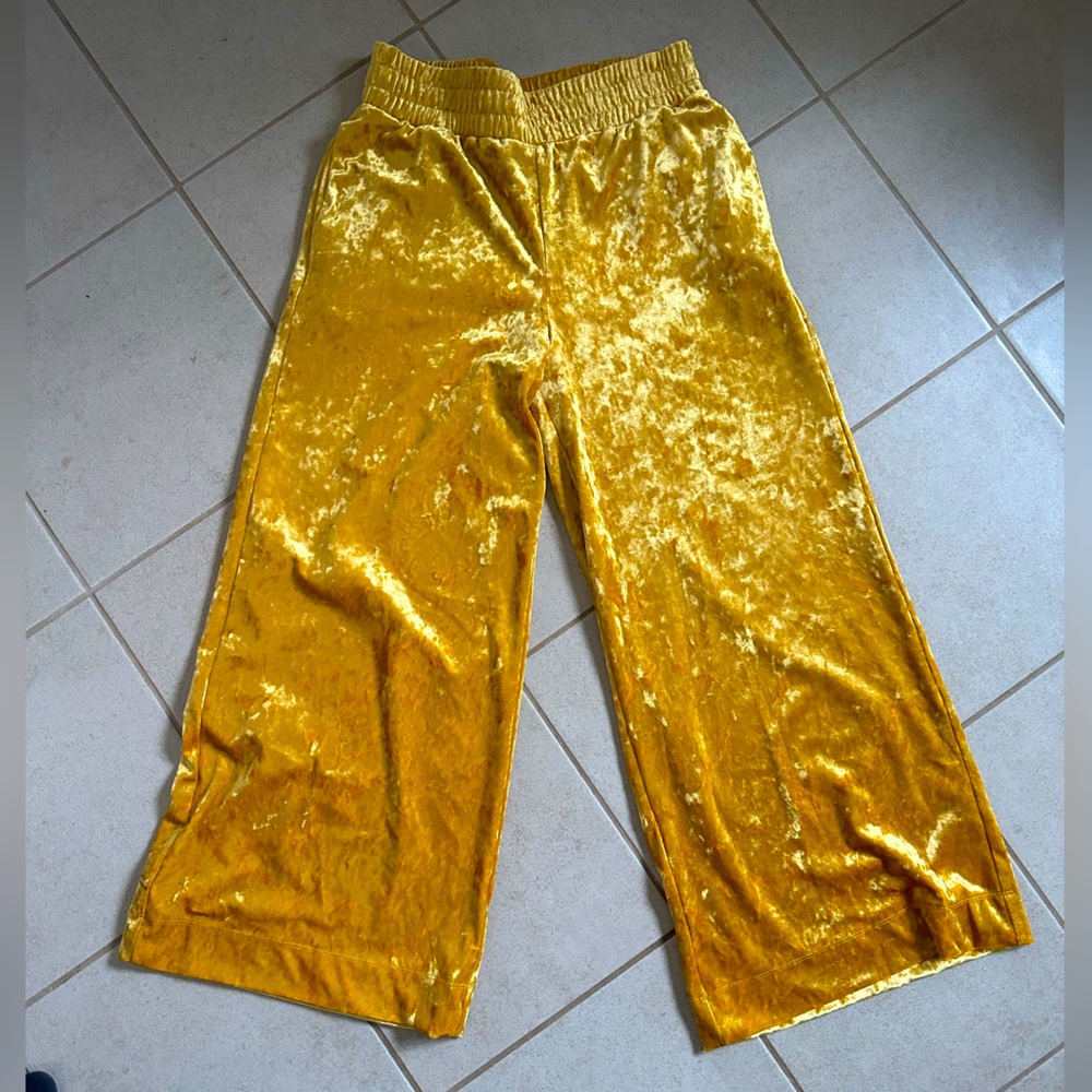 Yellow velvet rave pants